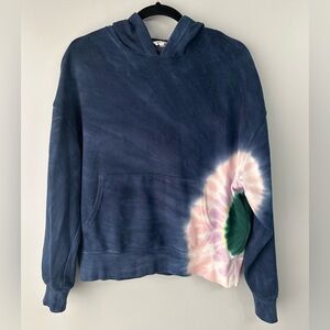 Wildfox Size Medium Daydreamer Tie-Dye Navy Terry Oversized Sweatshirt Hoodie